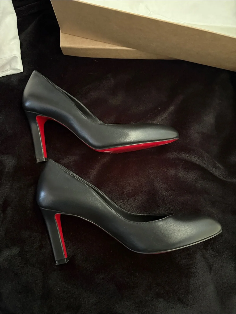 Christian Louboutin Black Leather Pumps with Red Sole